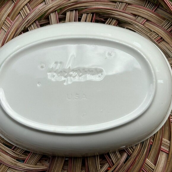 Vintage Harkerware Mint Stone China Oven Proof Divider Dish  Tablescaping MCM - Picture 4 of 8